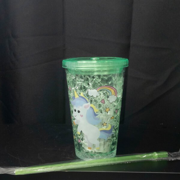 Vaso Acrilico con Gel Unicornio Verde - Imagen 2