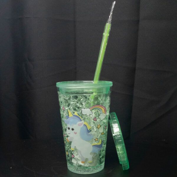 Vaso Acrilico con Gel Unicornio Verde