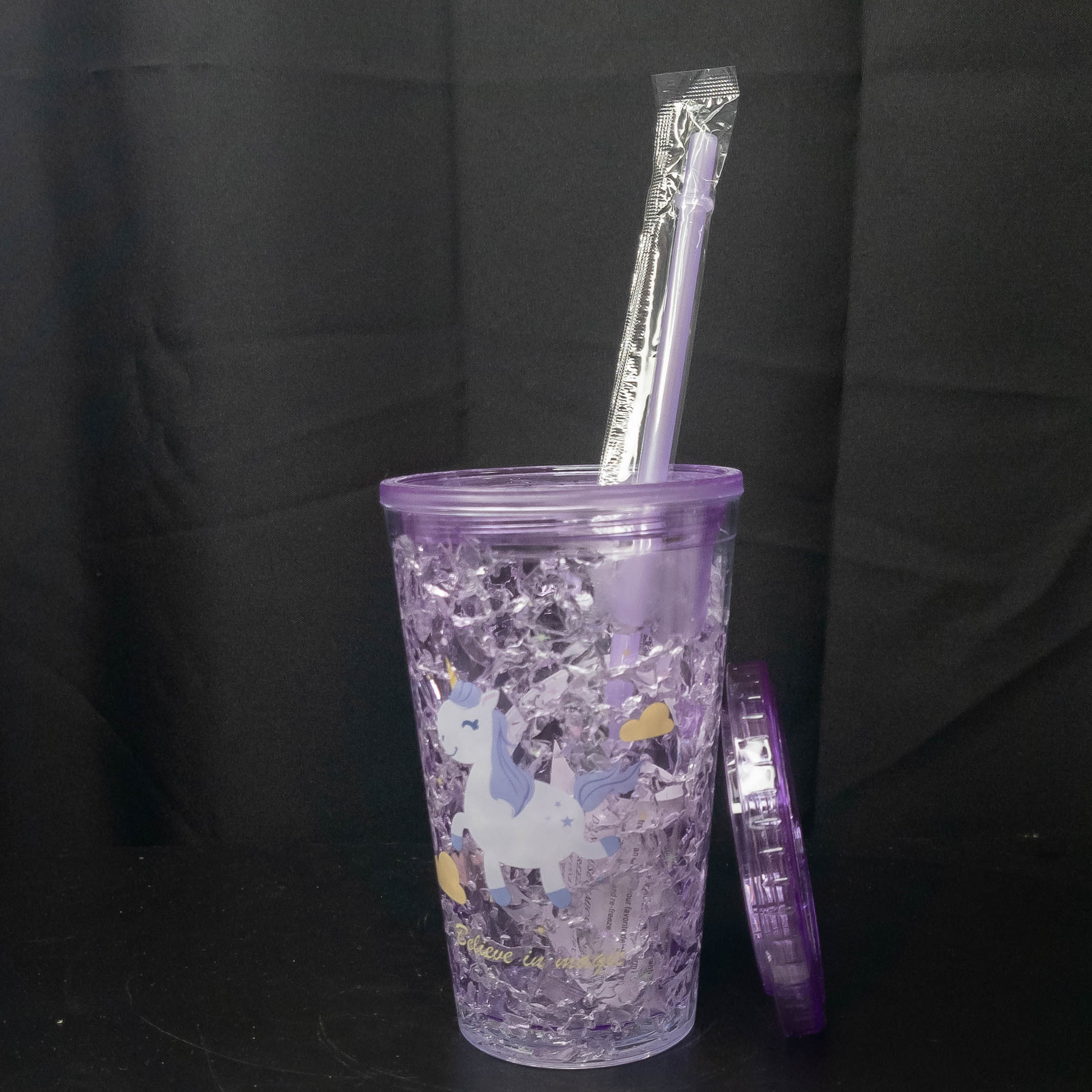 Vaso Acrilico con Gel Unicornio Lila