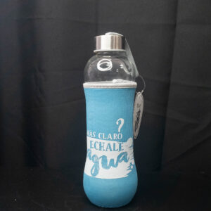 Botella de Vidrio con Funda Celeste