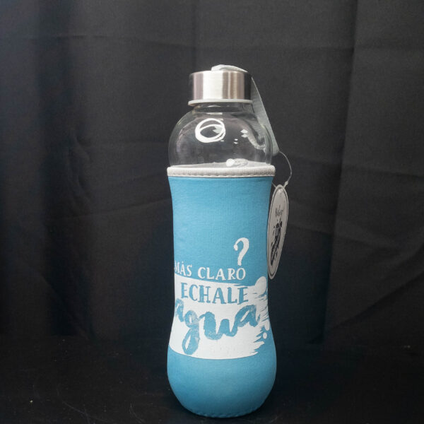 Botella de Vidrio con Funda Celeste