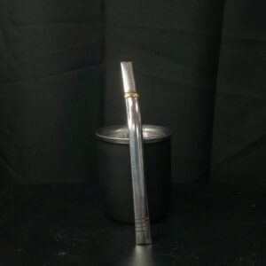 Bombilla Acero Chata boca Ancha c Dije