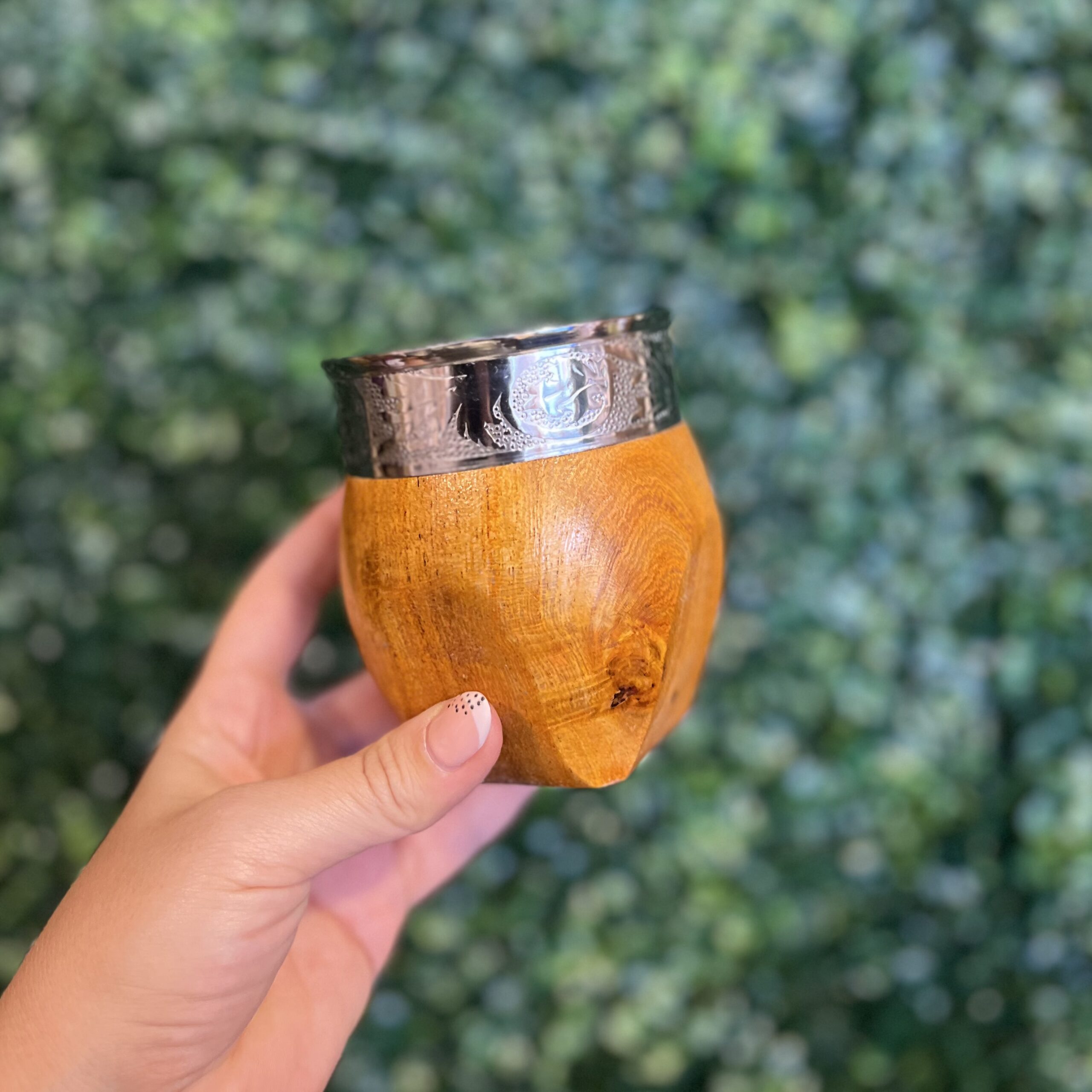 Mate algarrobo/acero inox base asimetrica