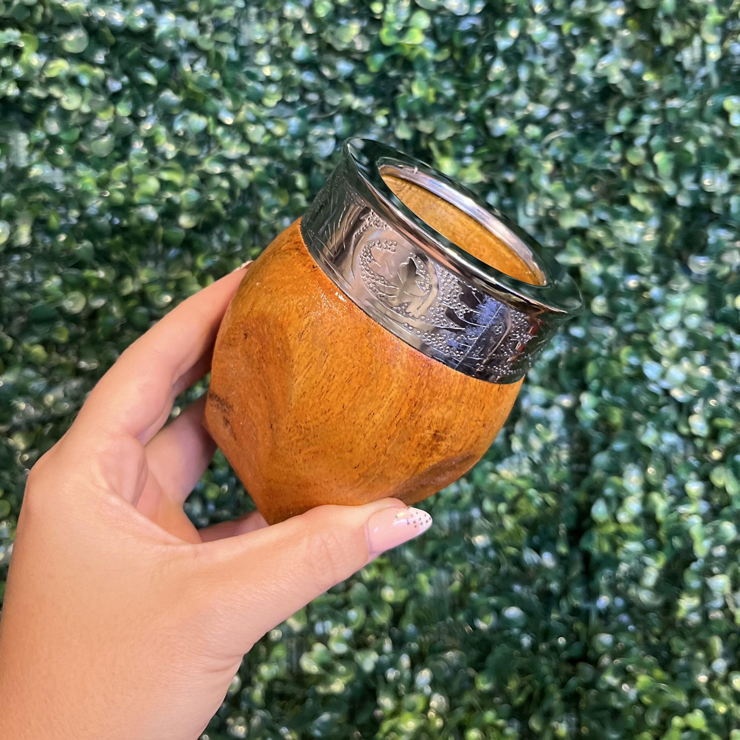 Mate algarrobo/acero inox base asimetrica - Imagen 2