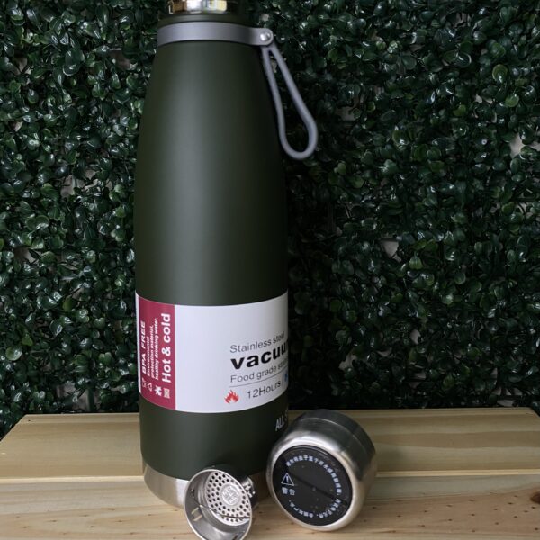 Botella Térmica Acero Inoxidable Sensor Temperatura Verde Militar - Imagen 2