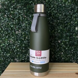 Botella Térmica Acero Inoxidable Sensor Temperatura Verde Militar