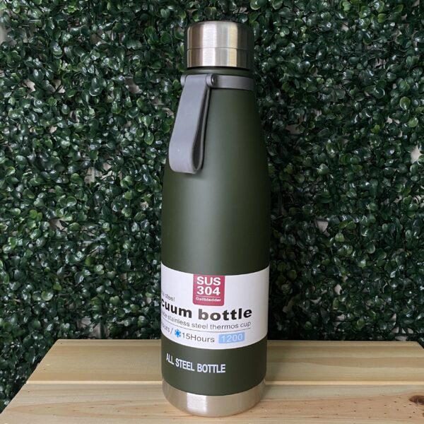 Botella Térmica Acero Inoxidable Sensor Temperatura Verde Militar