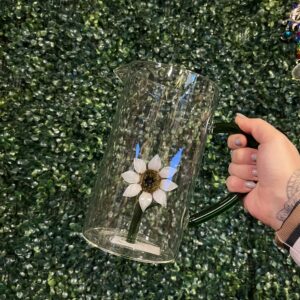 Jarra vidrio con flor interior 1000ml