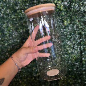 Frasco vidrio con tapa bambu 22cm