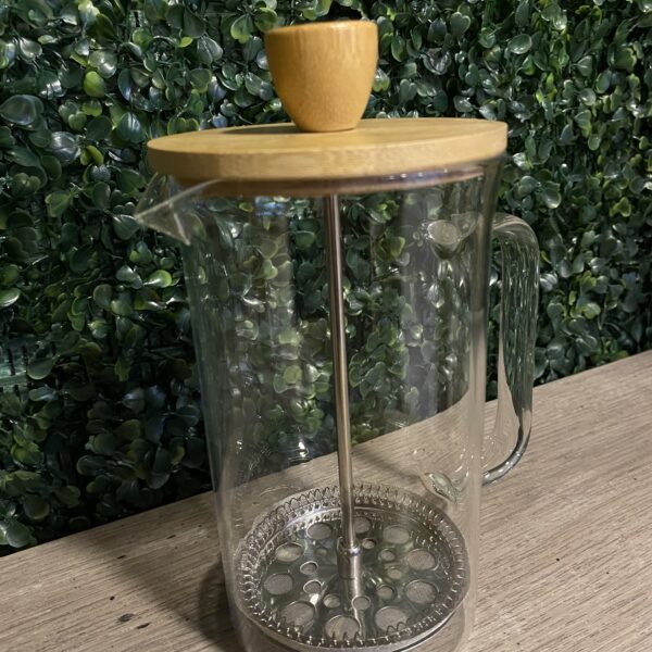 Cafetera Embolo Vidrio con Tapa Bamboo 600ml - Imagen 2