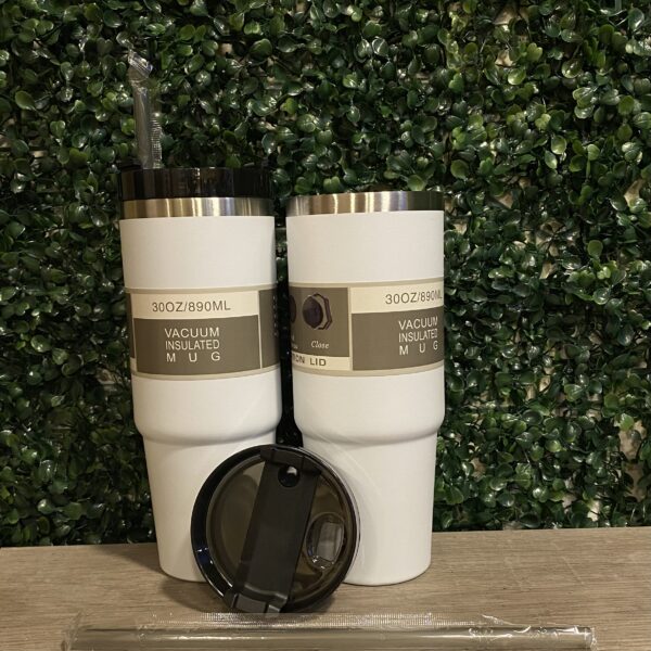 Vaso Termico Vacuum Tapa y Sorbete Acero Inoxidable 590ml Blanco - Imagen 3