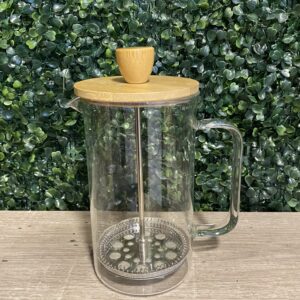 Cafetera Embolo Vidrio con Tapa Bamboo 600ml