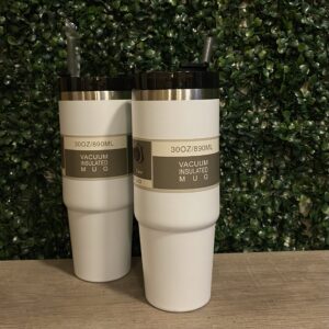 Vaso Termico Vacuum Tapa y Sorbete Acero Inoxidable 590ml Blanco