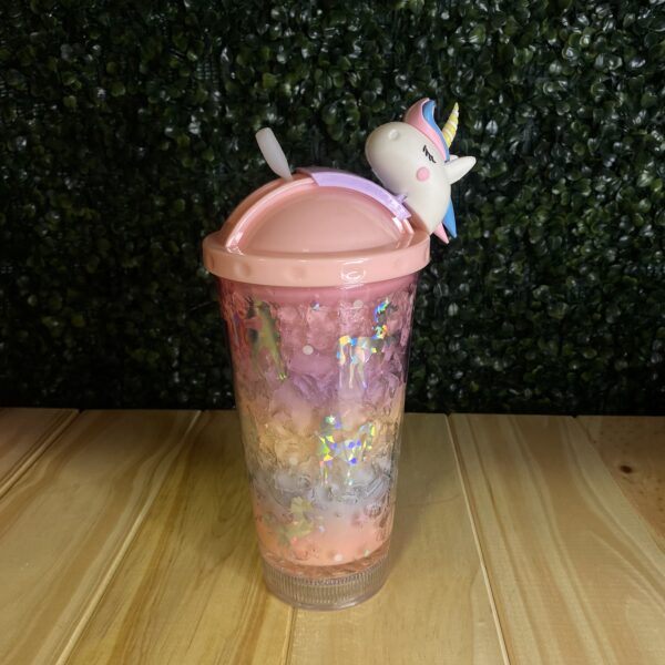 Vaso Unicornio Tapa Corrediza Con Gel y Luz Led - Imagen 2