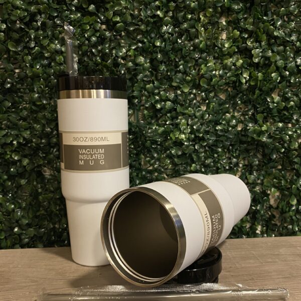 Vaso Termico Vacuum Tapa y Sorbete Acero Inoxidable 590ml Blanco - Imagen 2