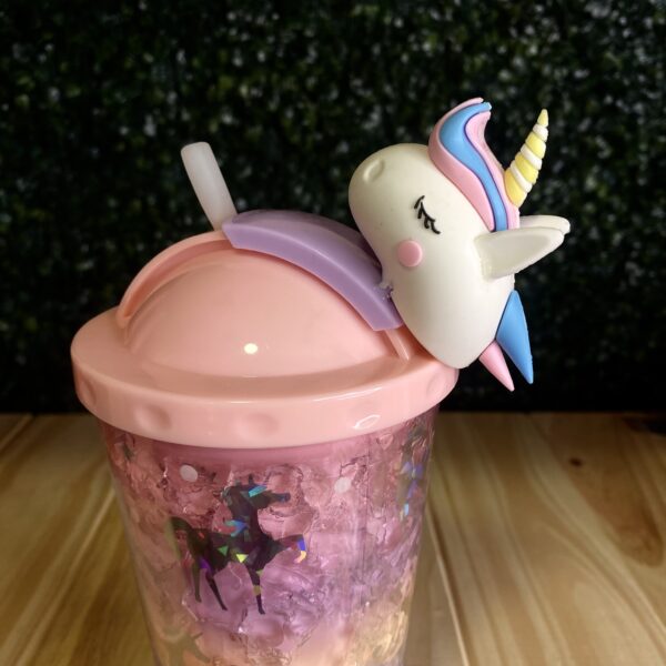 Vaso Unicornio Tapa Corrediza Con Gel y Luz Led - Imagen 4