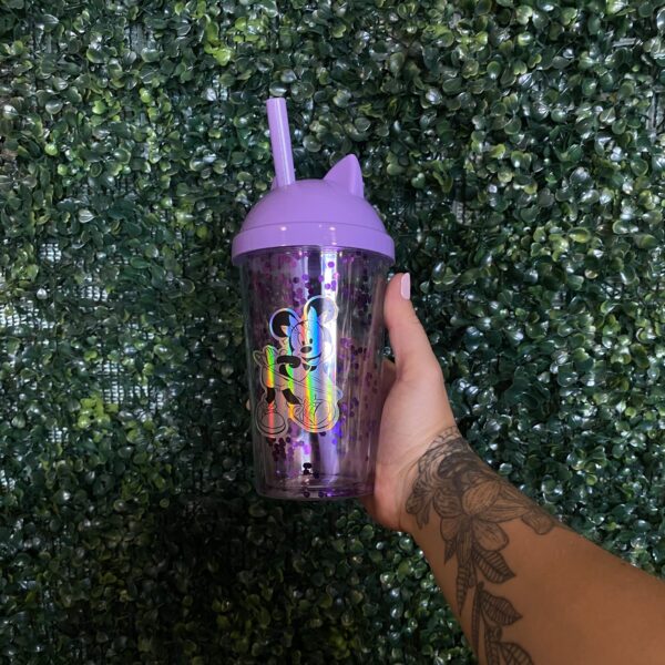 Vaso plastico infantil doble pared glitter holográficos - Imagen 3