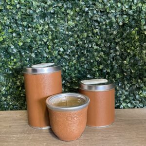 Set latas lisa con mate de vidrio camel