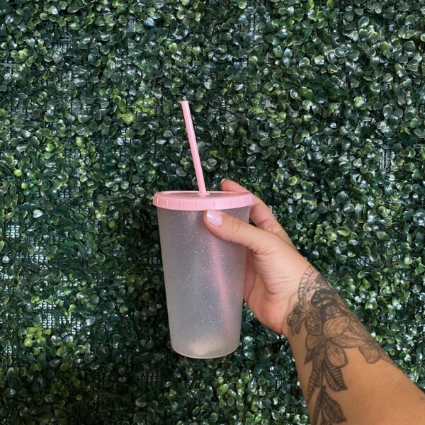 Vaso plastico brillitos pastel