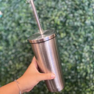 Vaso Termico acero con tapa y sorbete