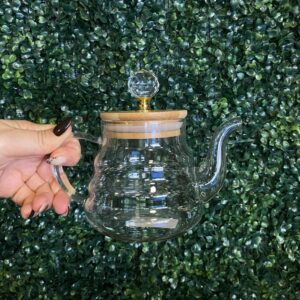 Tetera de vidrio c/tapa madera 400ml