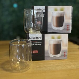 Vaso macchiato doble pared vidrio x2u 120ml Larhaus